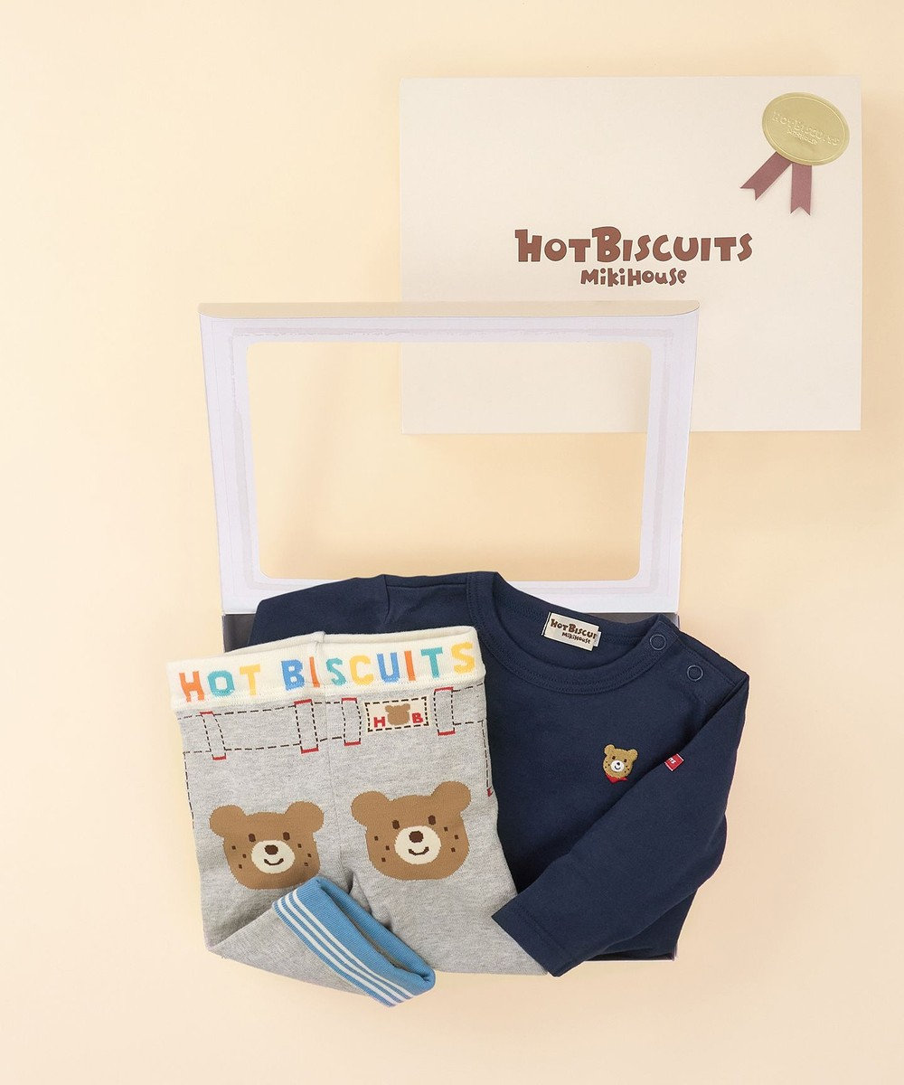 MIKI HOUSE HOT BISCUITS 長袖Tシャツ＆8分丈スパッツギフトセット【BOX付き】 紺