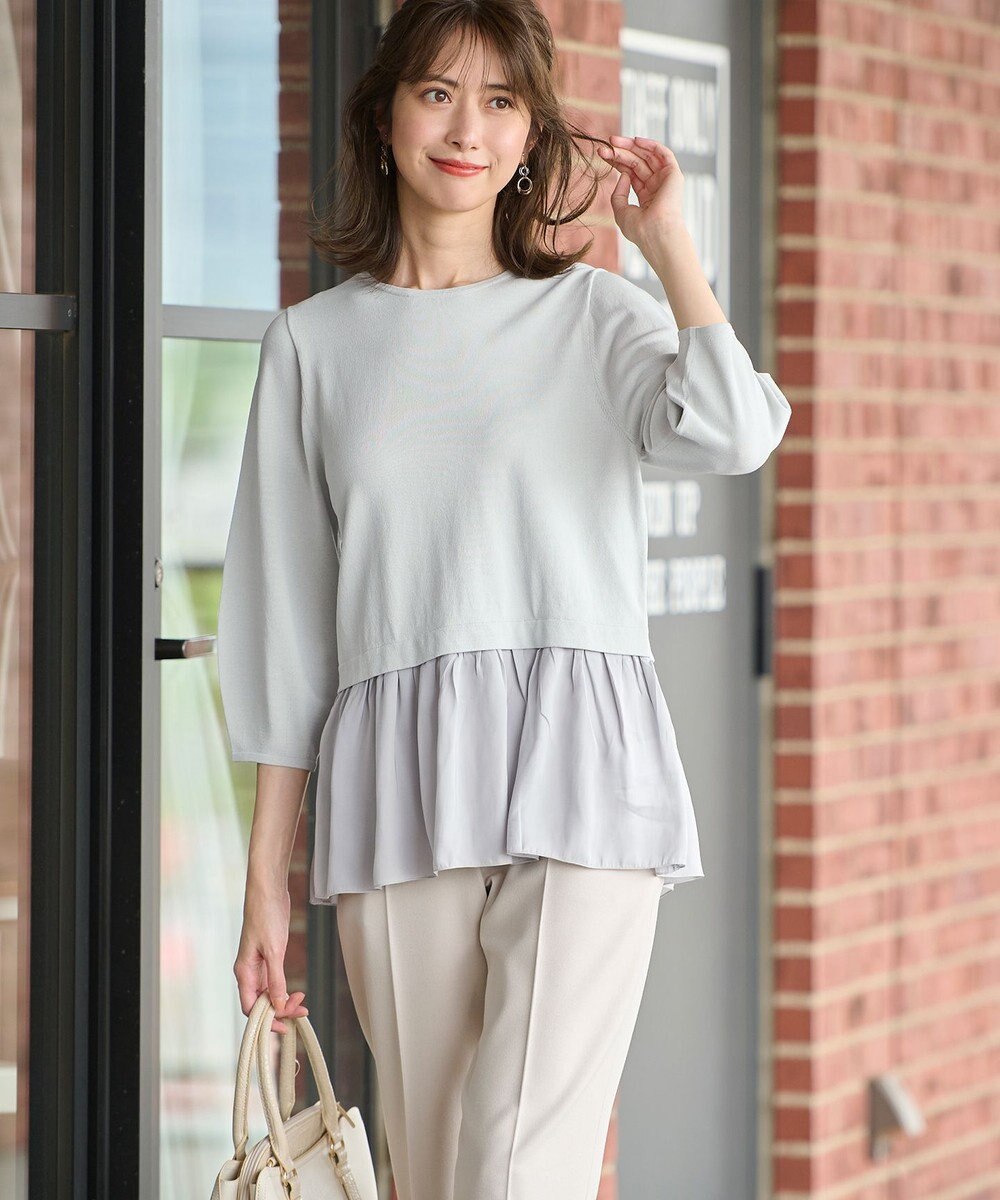 ANY SIS 【洗える】ファブリックコンビ ニット 