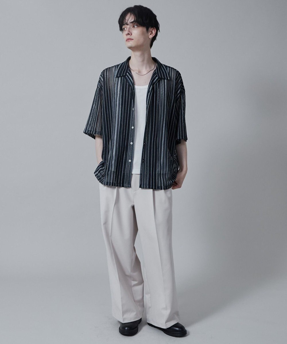 WEGO ストライプメッシュBIGシャツ（S） 