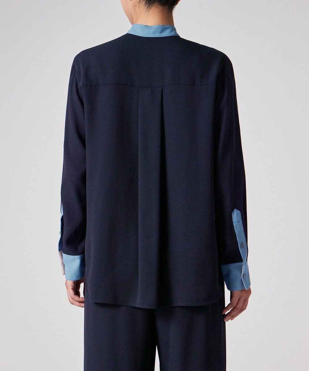 Paul Smith バックサテン ジョーゼット スタンドカラー ブラウス 