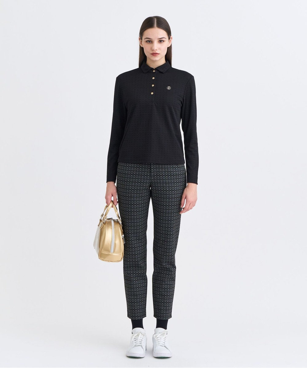 23区GOLF 【WOMEN】モノグラムジャガード長袖ポロシャツ 