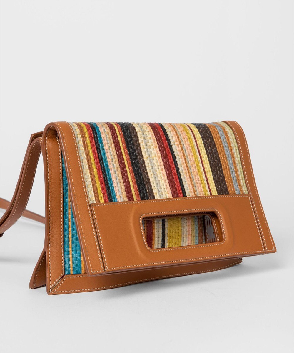 Paul Smith シグネチャーストライプラフィア ショルダーバッグ 