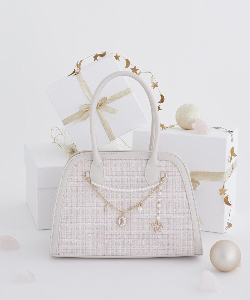 Maison de FLEUR チャーム付きツイード2Wayバッグ 
