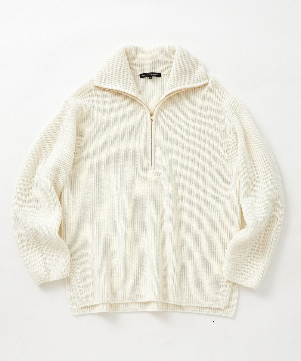 23区 L 【洗える】ウールコード ハーフジップ ニット 