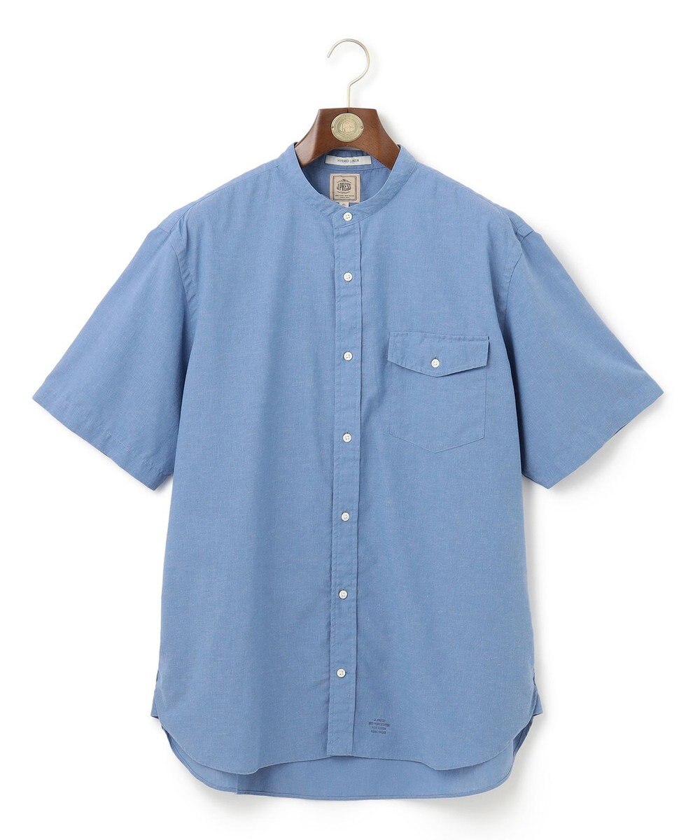 J.PRESS MEN 【KING SIZE】【HYBRID LINEN】 バンドカラーシャツ 