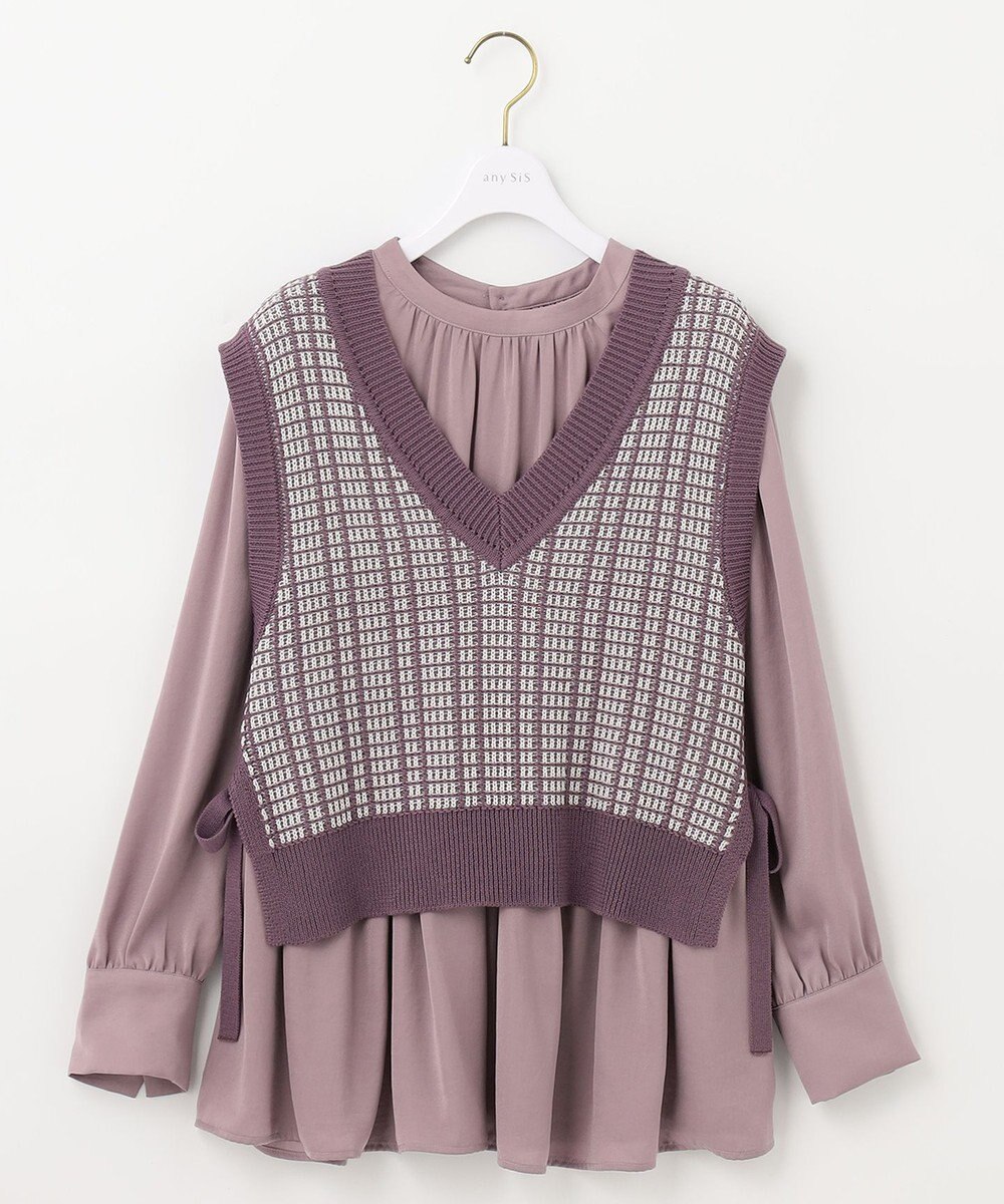 ANY SIS 【2SET】ニットベスト×チュニック ブラウス 