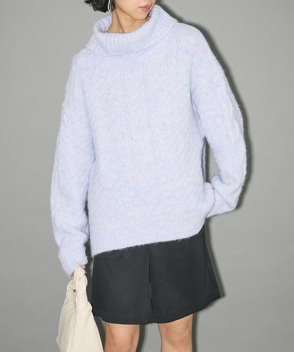 Green Parks ケーブル編みハイネックニット 