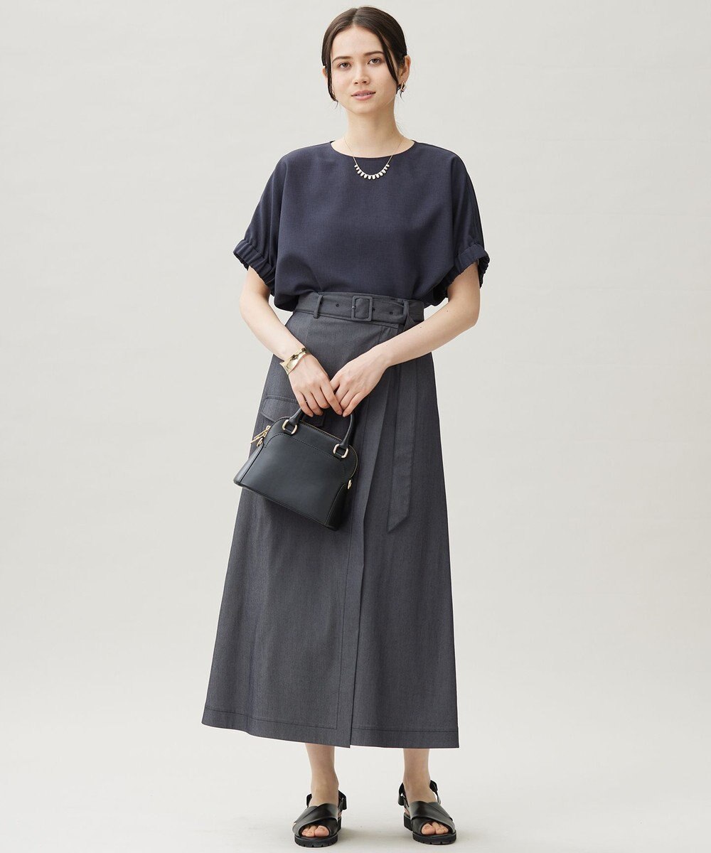 自由区 L 【カタログ掲載・洗える】ラスティックメッシュドルマンスリーブ Tブラウス 