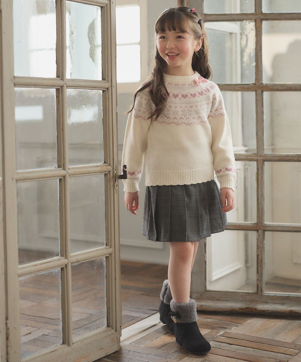 ANY KIDS チェック柄 プリーツ キュロット 