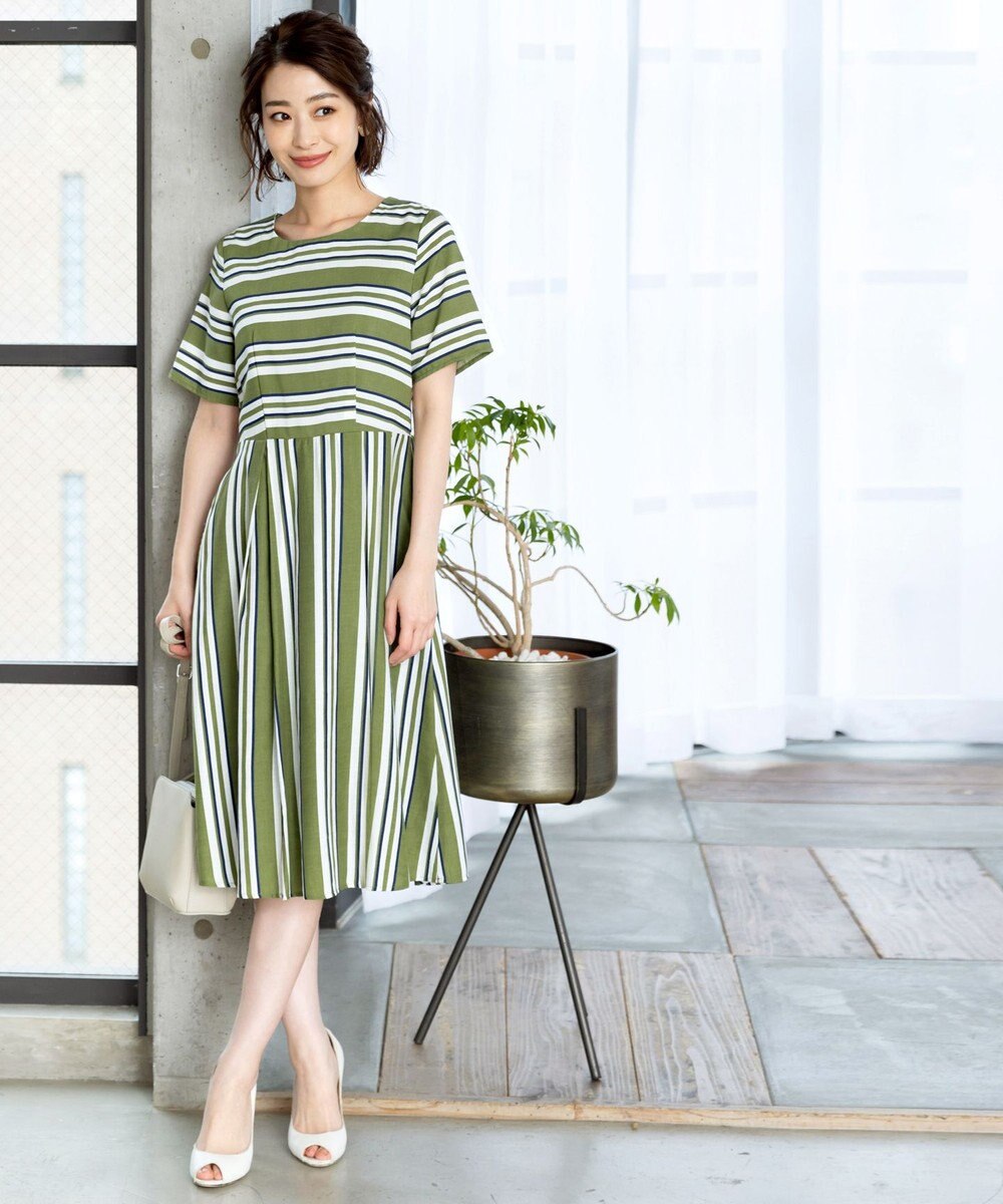 Tiaclasse L 【洗える】 1枚でサマになるマルチボーダーワンピース 