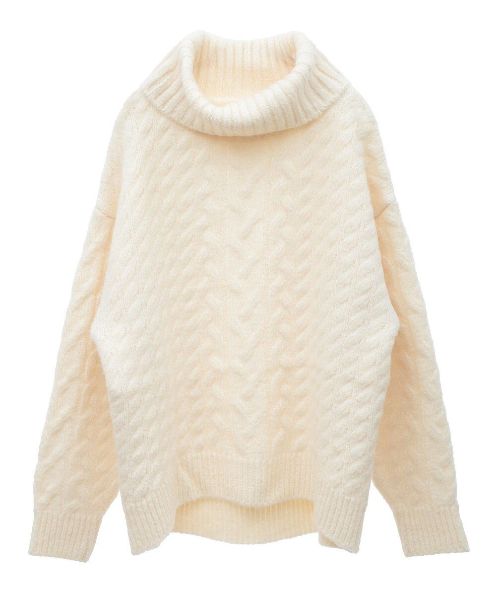 Green Parks ケーブル編みハイネックニット 