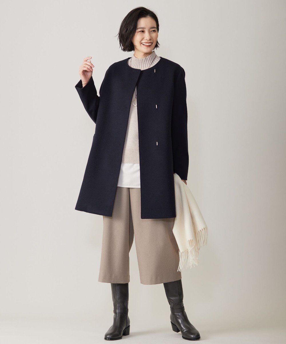 J.PRESS LADIES 【WEB限定カラーあり】ブレンドビーバー ノーカラー コート 