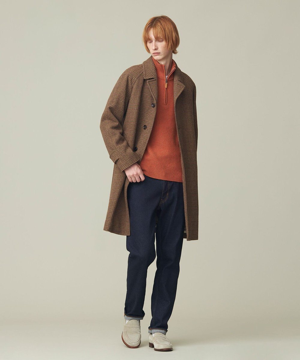 J.PRESS MEN 【Cash Lamb's Wool】畔編みハーフジップ ニット 
