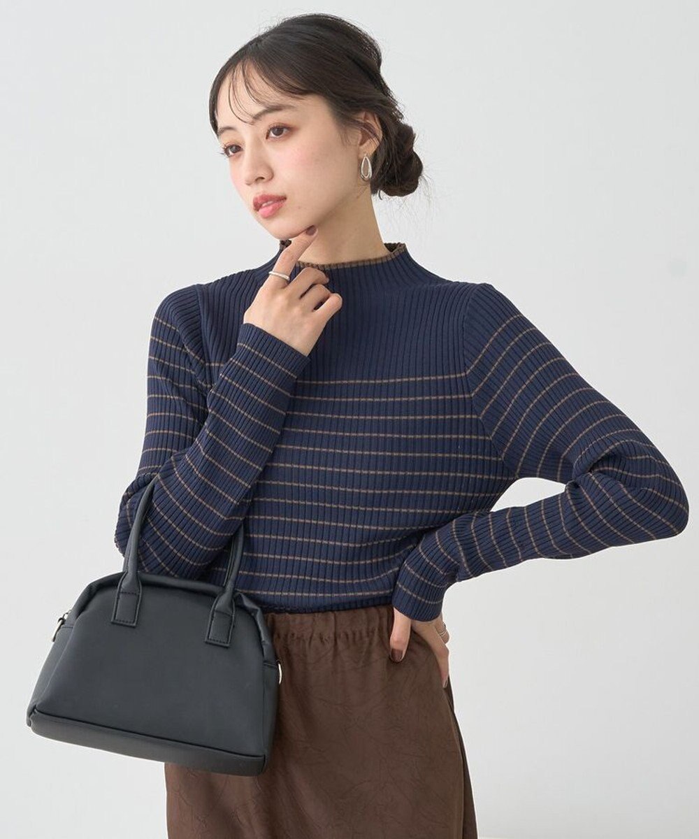 earth music&ecology ハイネックリブニットプルオーバー 