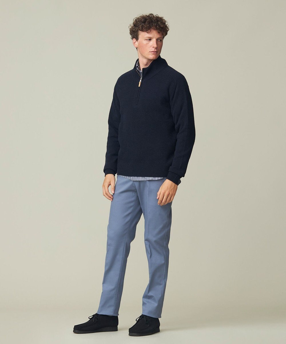 J.PRESS MEN 【Cash Lamb's Wool】畔編みハーフジップ ニット 