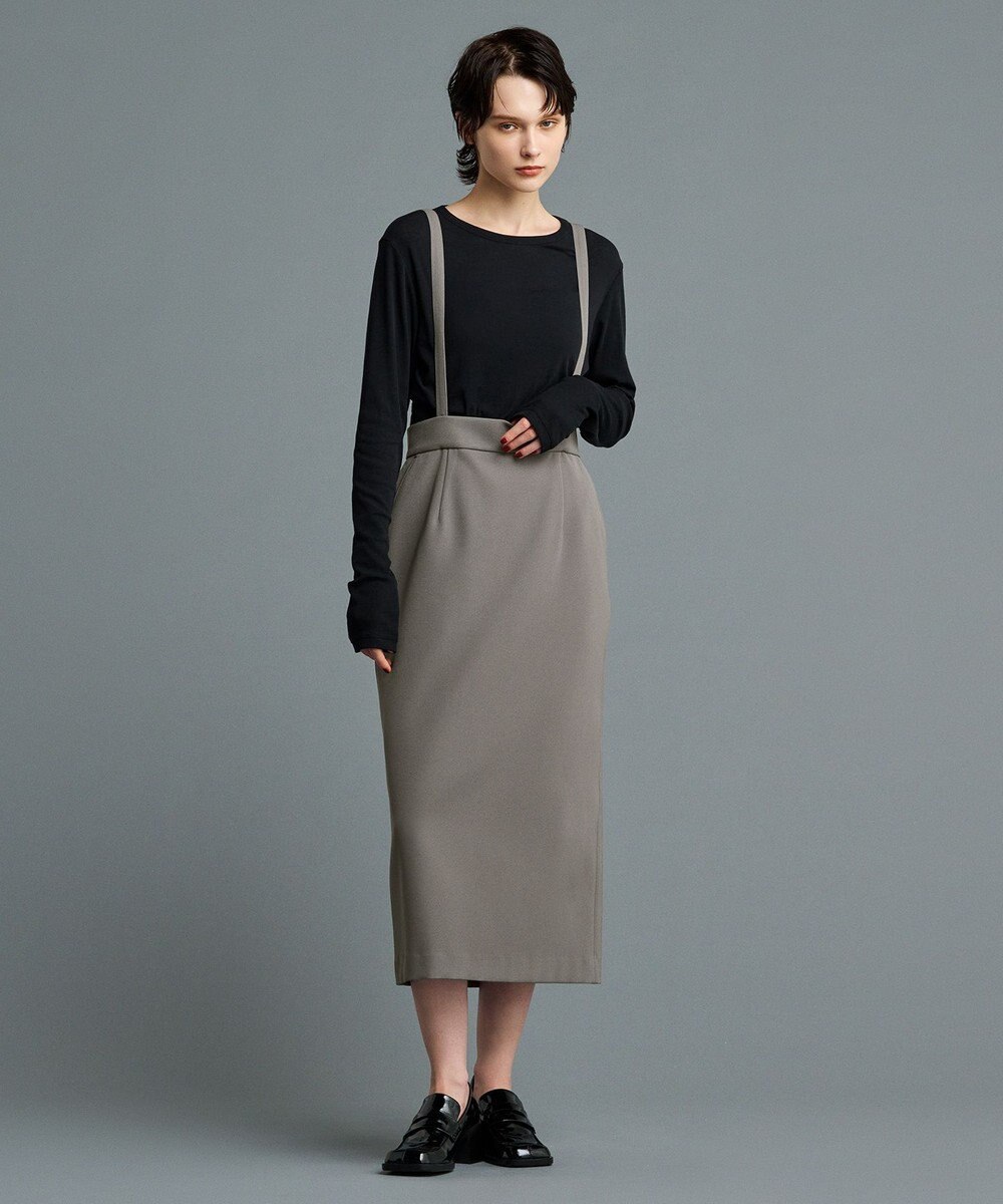 uncrave 【防しわ・UVカット・洗濯機洗い可】バルキーツイル スカート(サスペンダー付き)（uncrave STANDARD） 