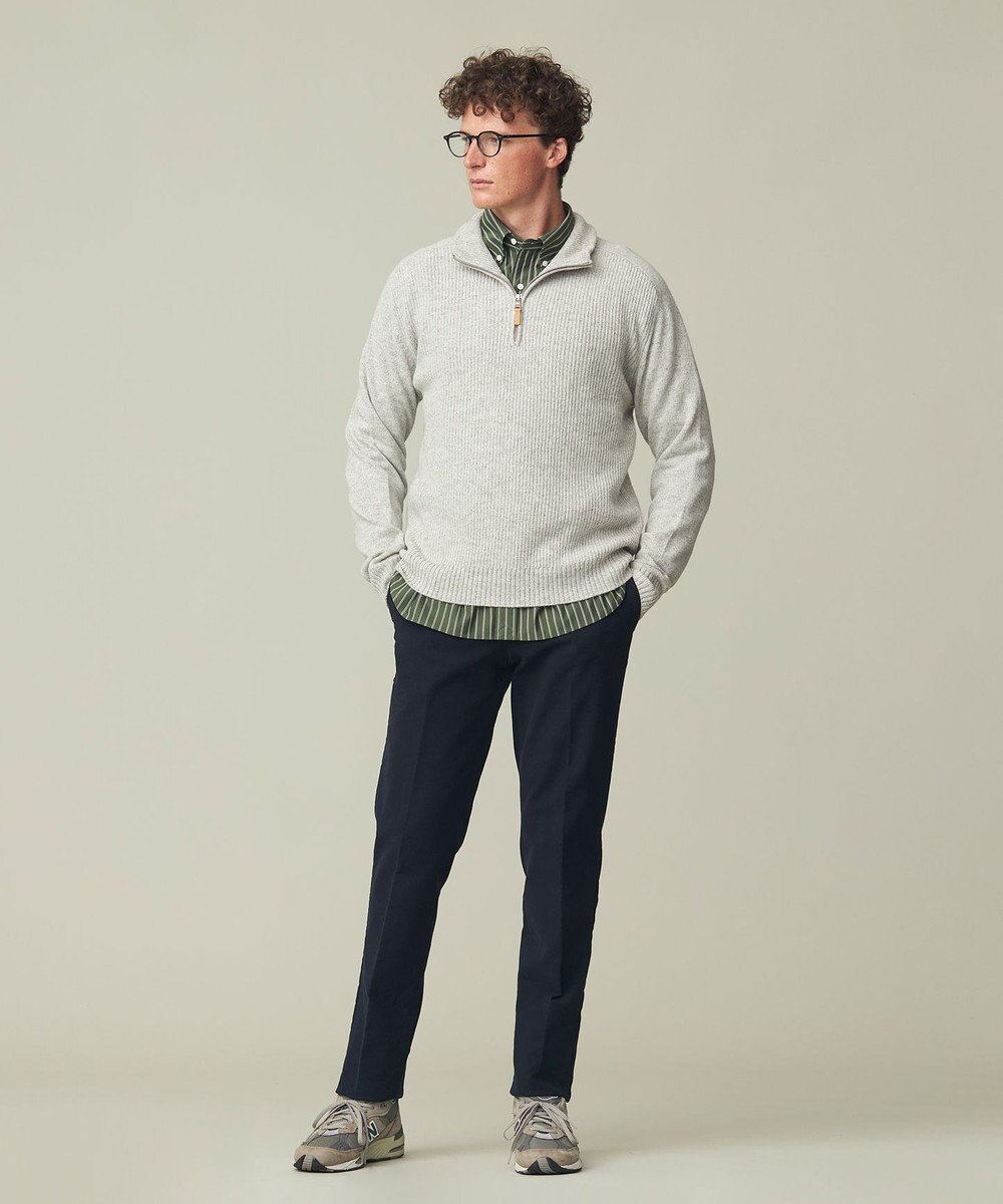 J.PRESS MEN 【Cash Lamb's Wool】畔編みハーフジップ ニット 