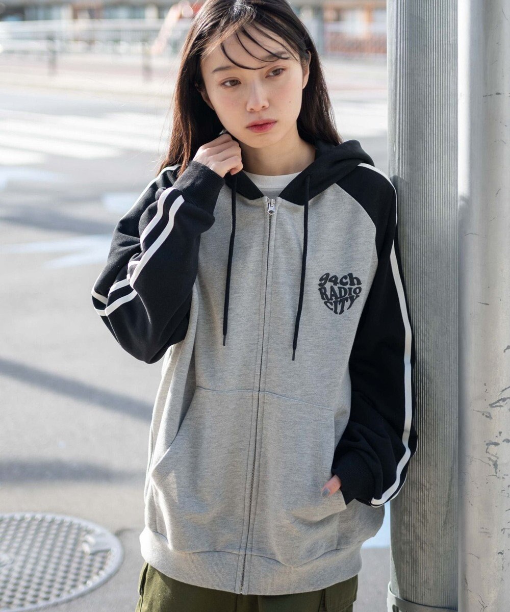 WEGO 【ユニセックス着用ITEM】ラグラングラフィックZIPパーカー 