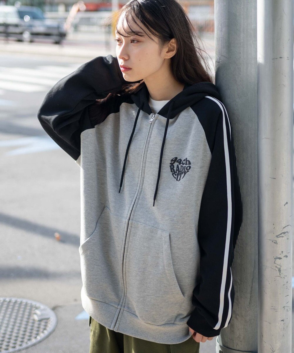 WEGO 【ユニセックス着用ITEM】ラグラングラフィックZIPパーカー 