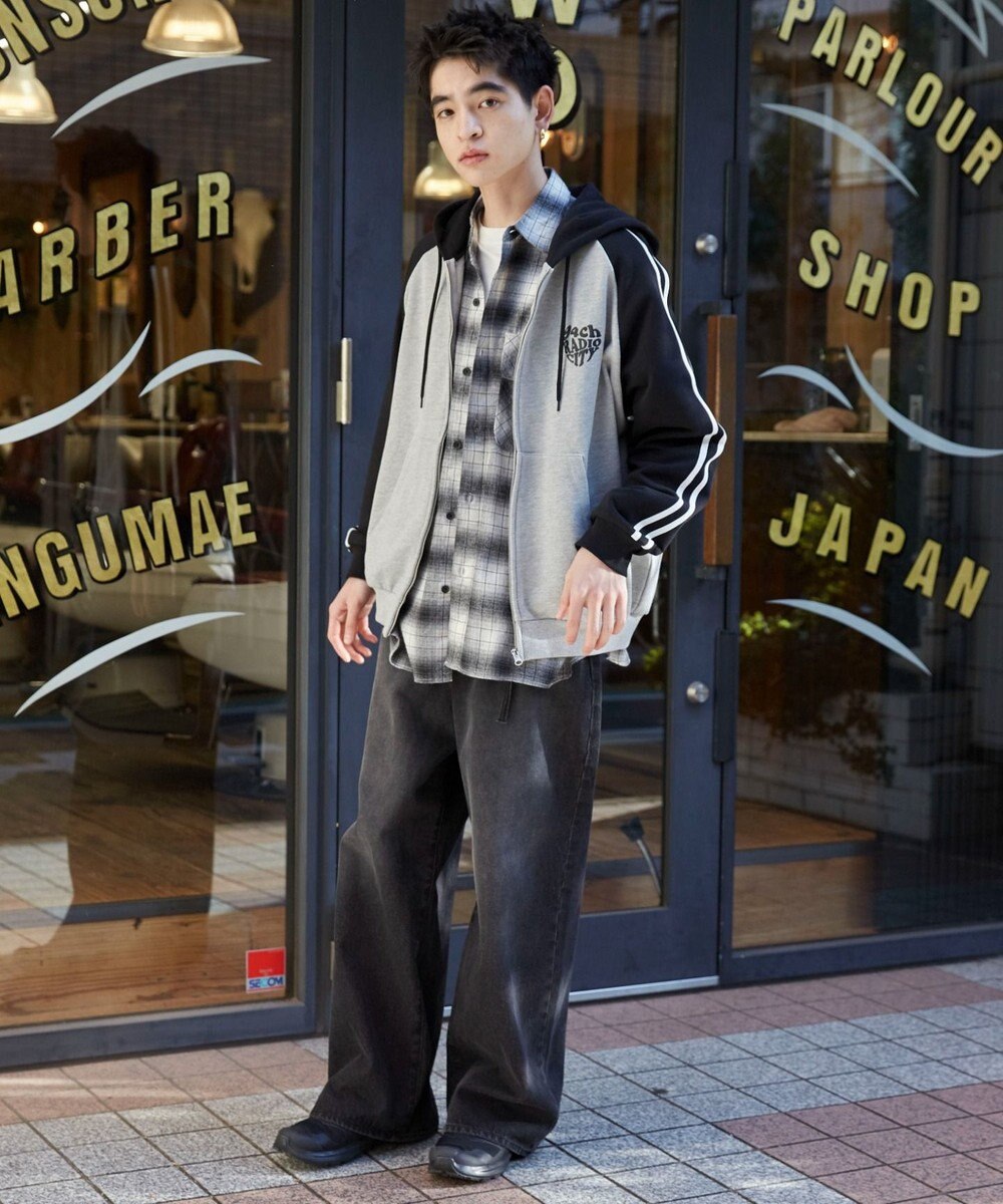 WEGO 【ユニセックス着用ITEM】ラグラングラフィックZIPパーカー 