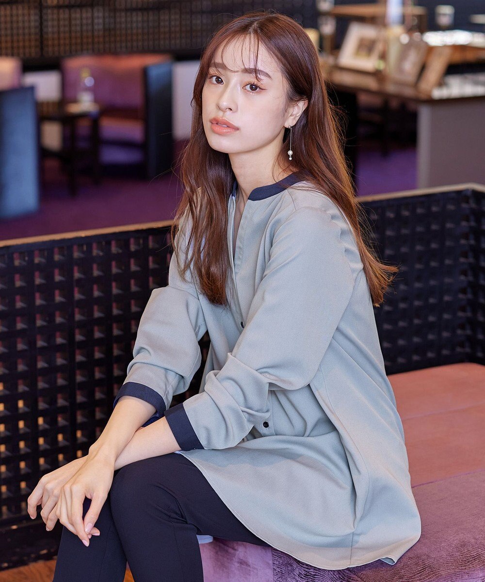 Tiaclasse 【洗える】クレリックシャツチュニックブラウス 