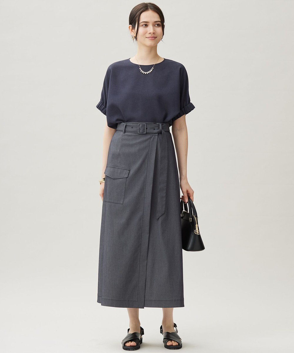 自由区 L 【カタログ掲載・洗える】ラスティックメッシュドルマンスリーブ Tブラウス 