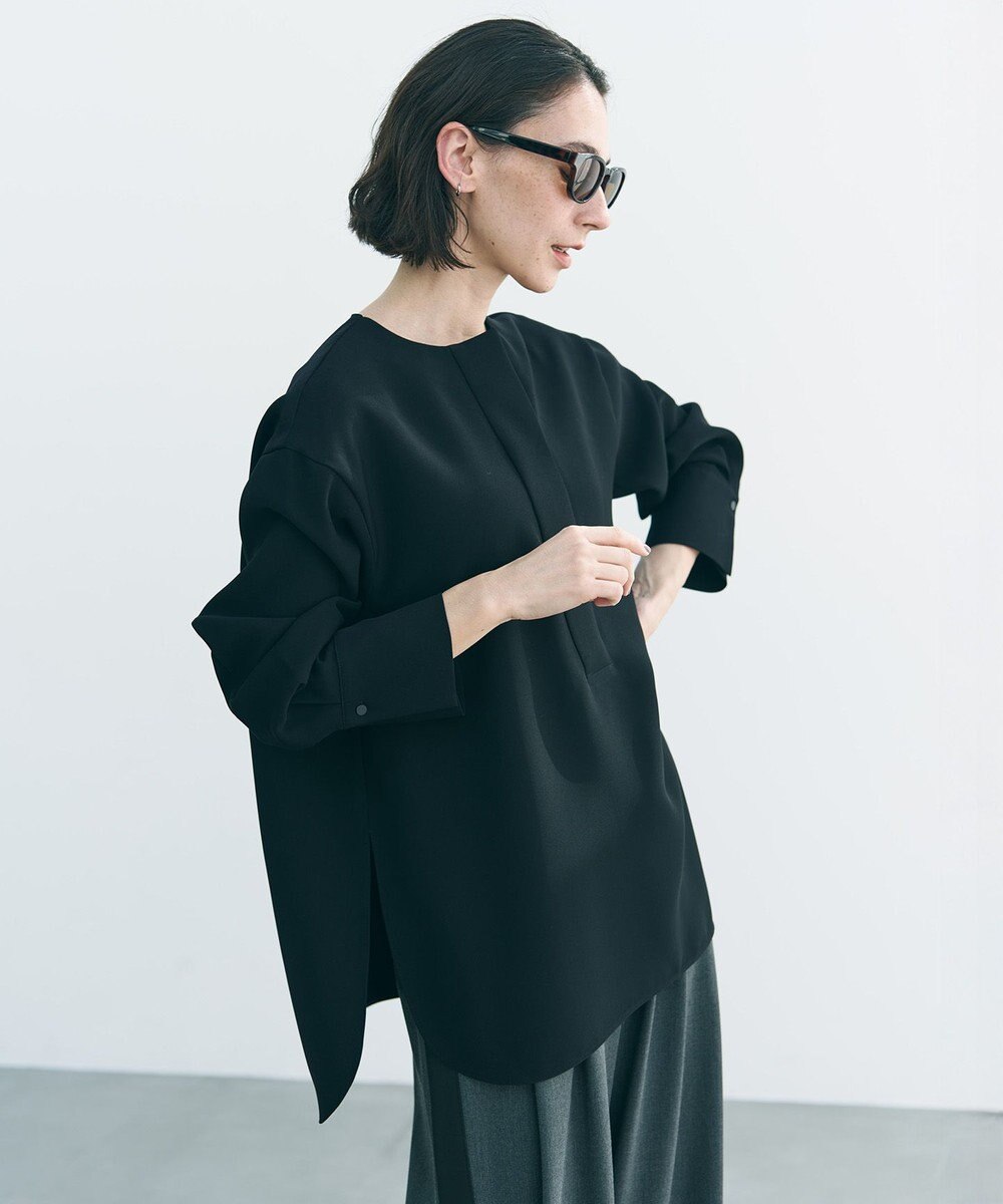 UNFILO L 【セットアップ着用可/セレモニー】ドライダブルクロス スキッパーブラウス 