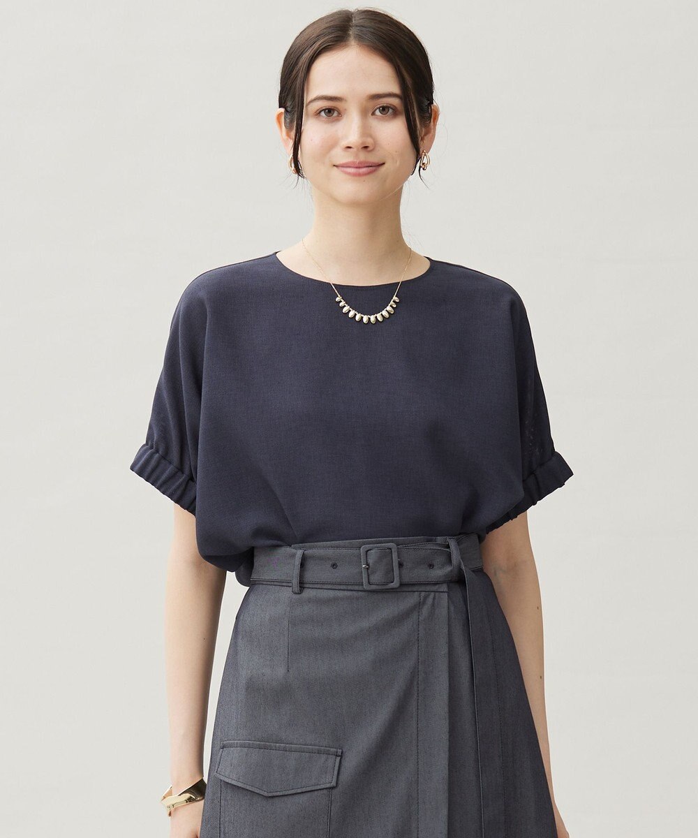 自由区 L 【カタログ掲載・洗える】ラスティックメッシュドルマンスリーブ Tブラウス 