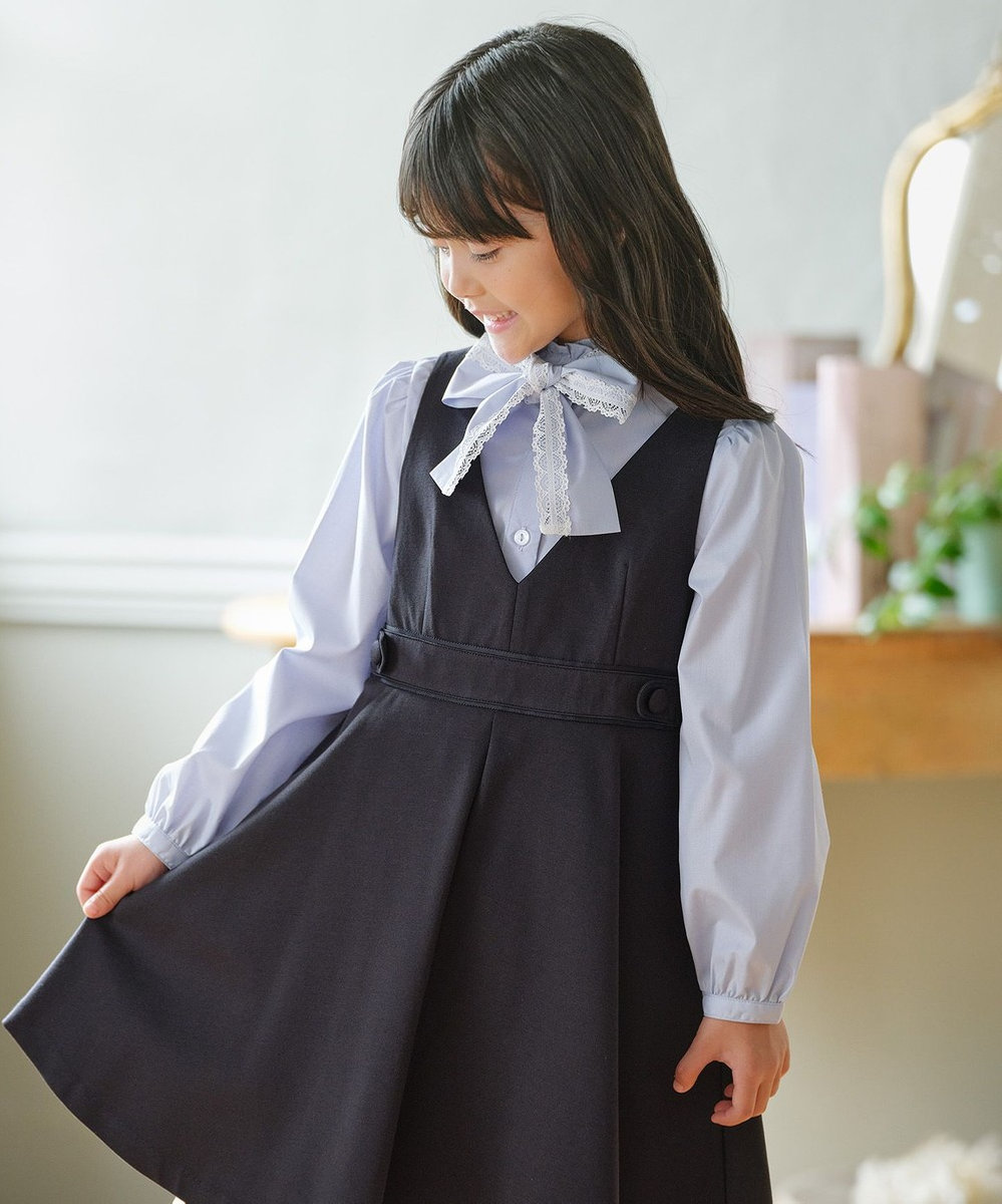 組曲 KIDS 【110-140㎝】 レースリボンタイブラウス 