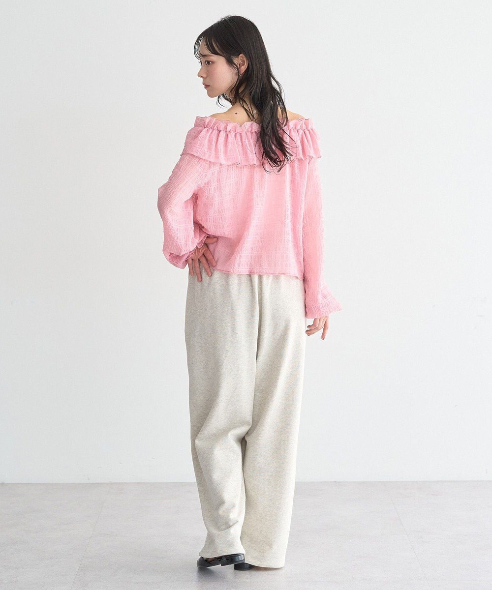 earth music&ecology シアーチェック2wayオフショルブラウス 