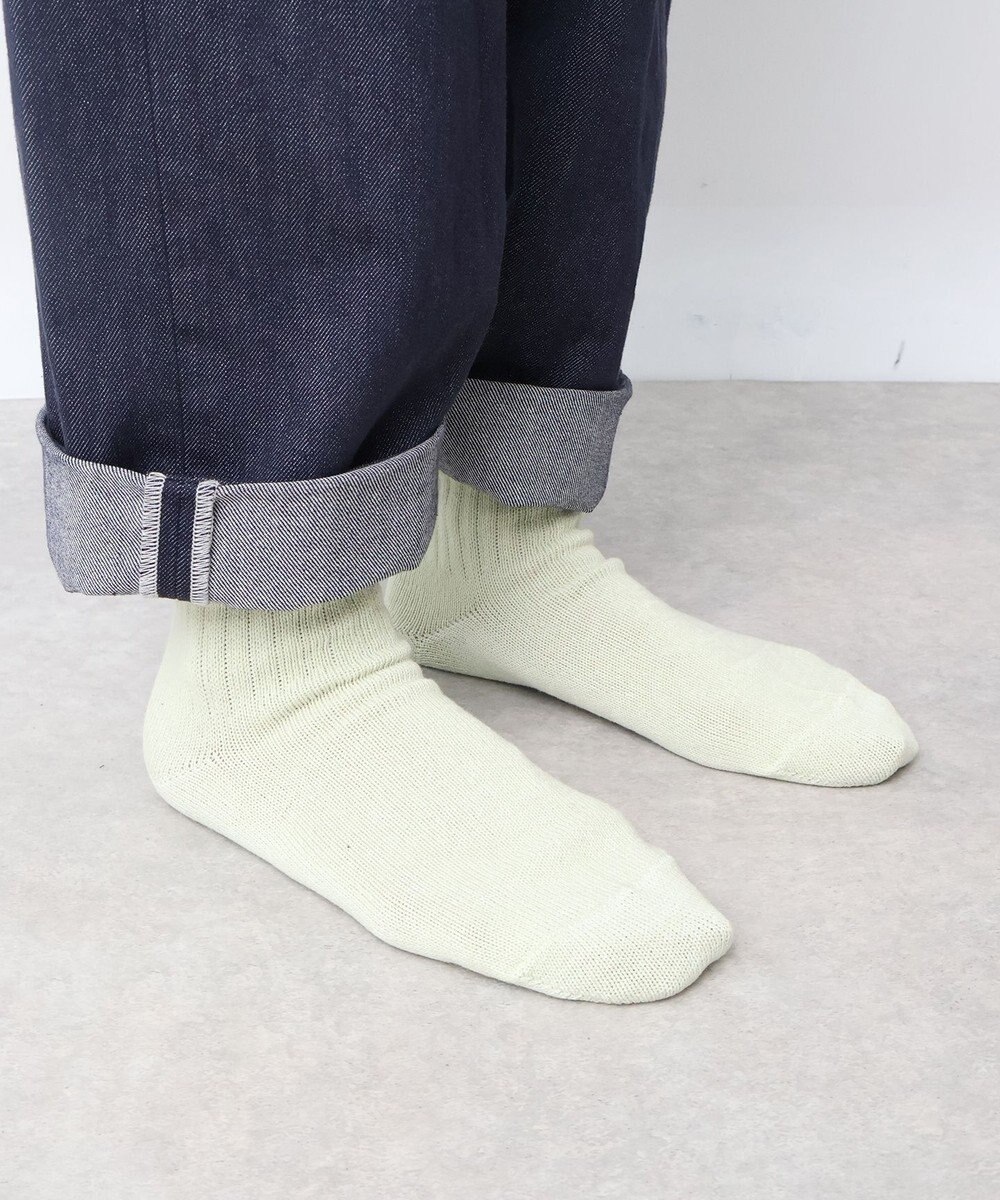 WHITE MAILS PAPER WIDE RIB CREW SOCKS ソックス 