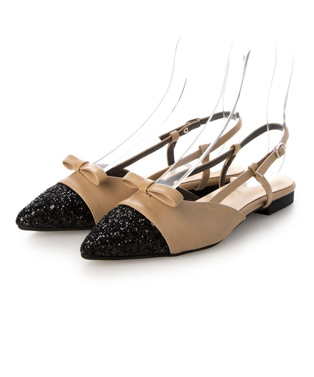 MODE ET JACOMO <carino>グリッターコンビフラットシューズ 