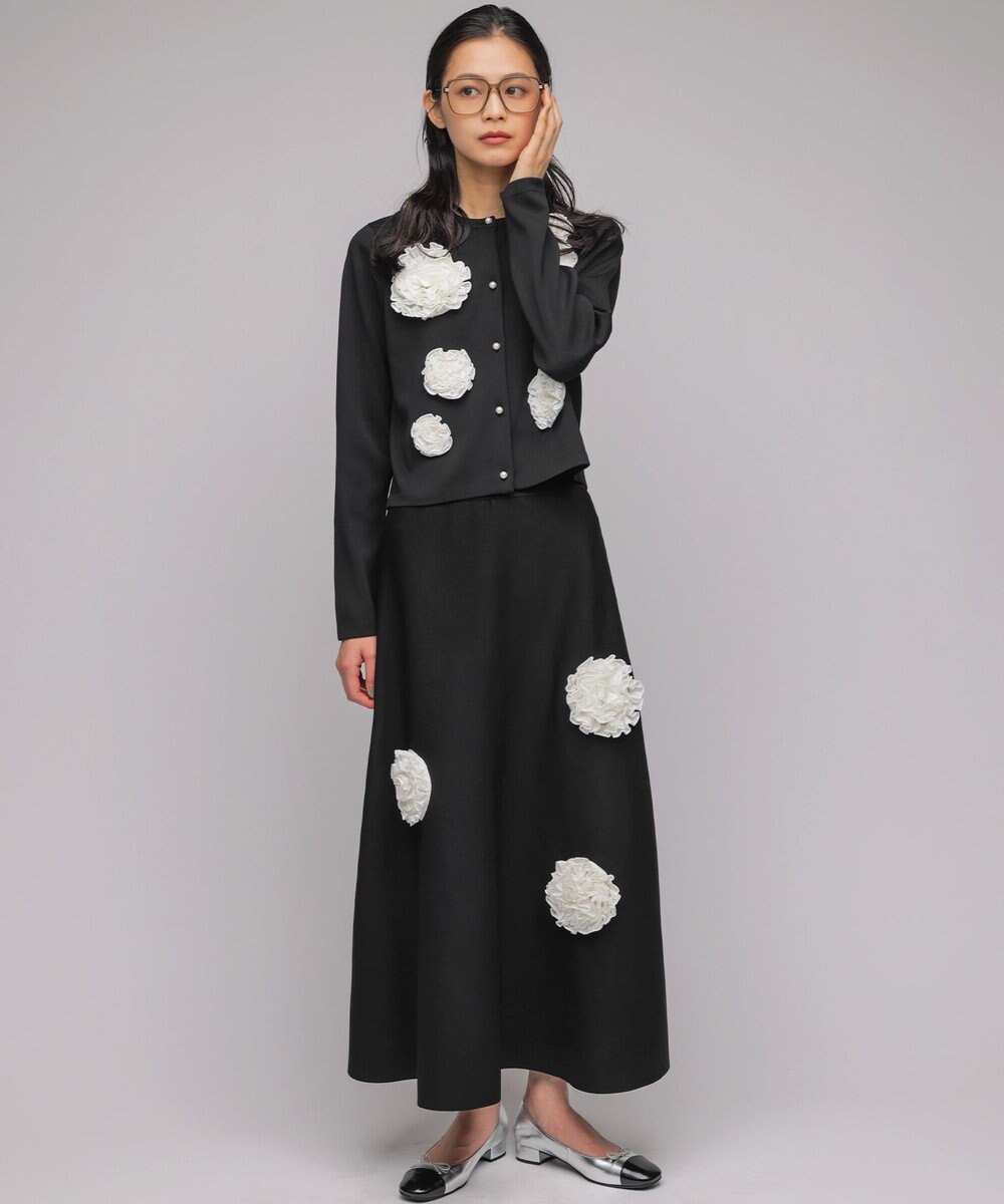 組曲 S 【組曲×setsuko sagittaire】ボンボンフラワーニット カーディガン 