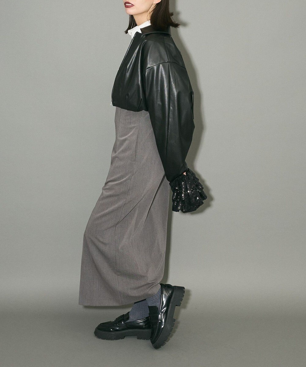 Green Parks フェイクレザーショートブルゾン 