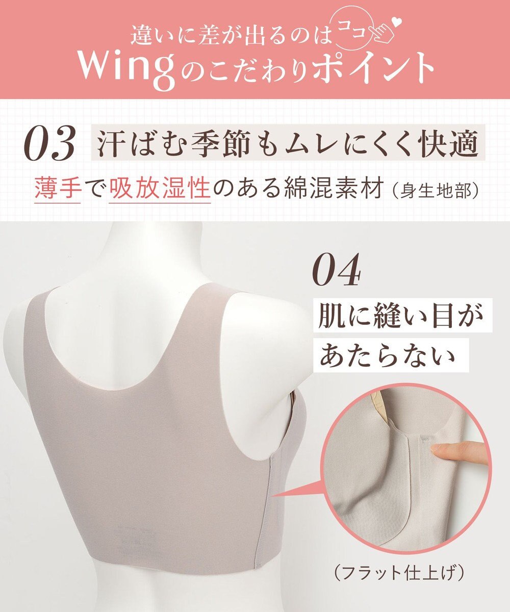 Wing ノンワイヤーブラ 【綿の贅沢】 綿混素材 ラクなのにきれい ハーフトップ KB1031 ウイング／ワコール 