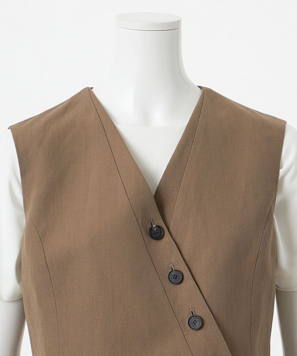 23区 【エステータ】ウールリネン アシンメトリーボタン ベスト 