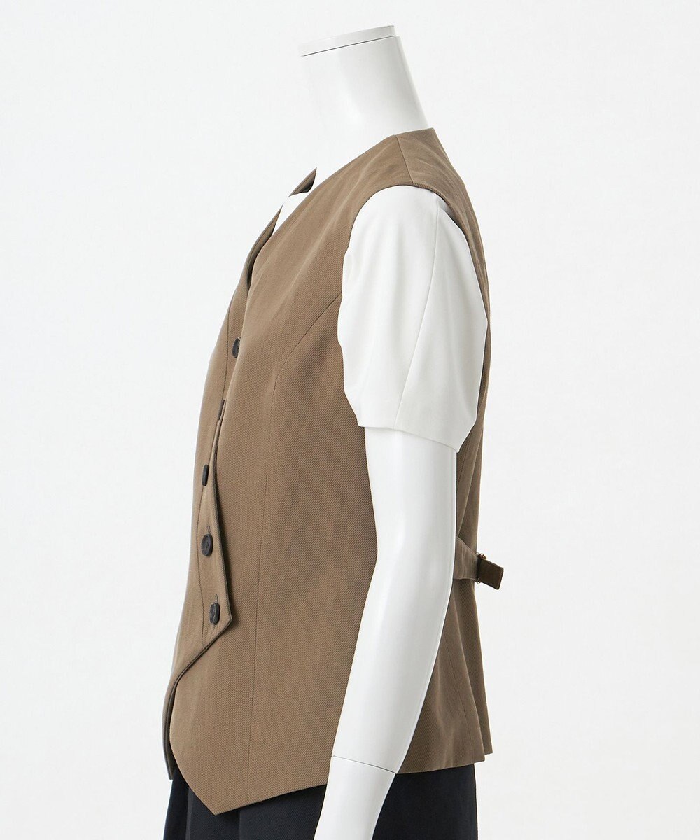 23区 【エステータ】ウールリネン アシンメトリーボタン ベスト 