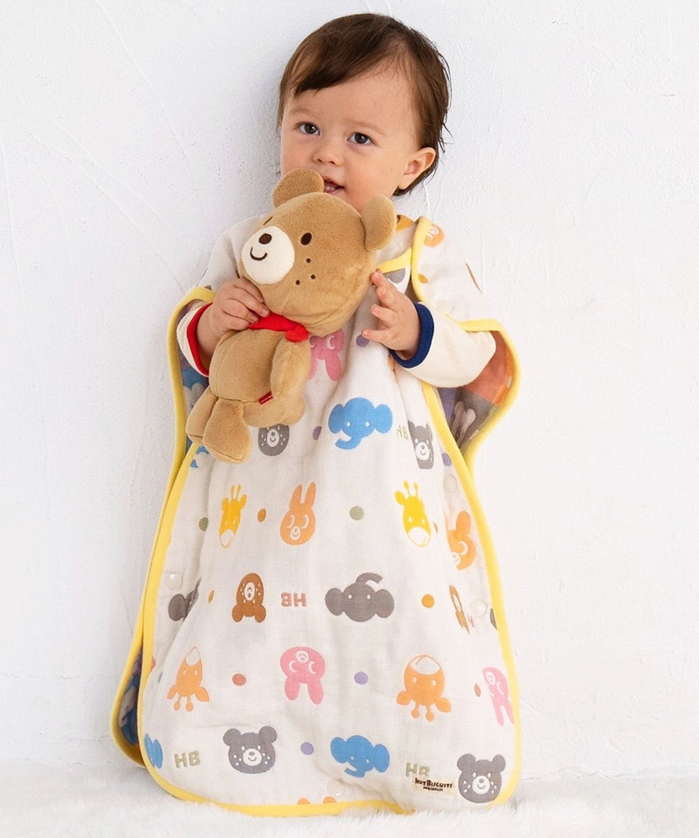 MIKI HOUSE HOT BISCUITS 六重織どうぶつ柄ガーゼスリーパーセット【BOX付き】 