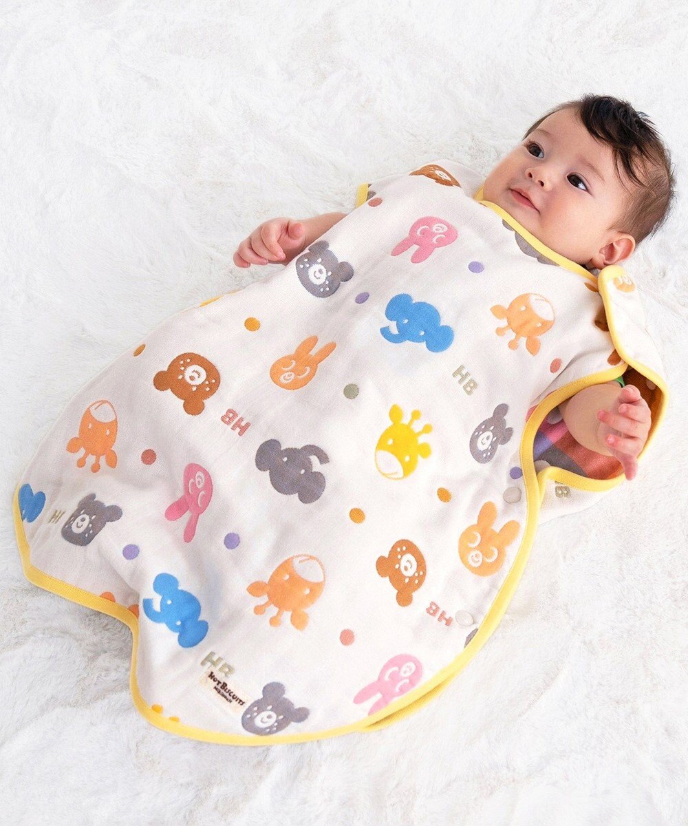 MIKI HOUSE HOT BISCUITS 六重織どうぶつ柄ガーゼスリーパーセット【BOX付き】 