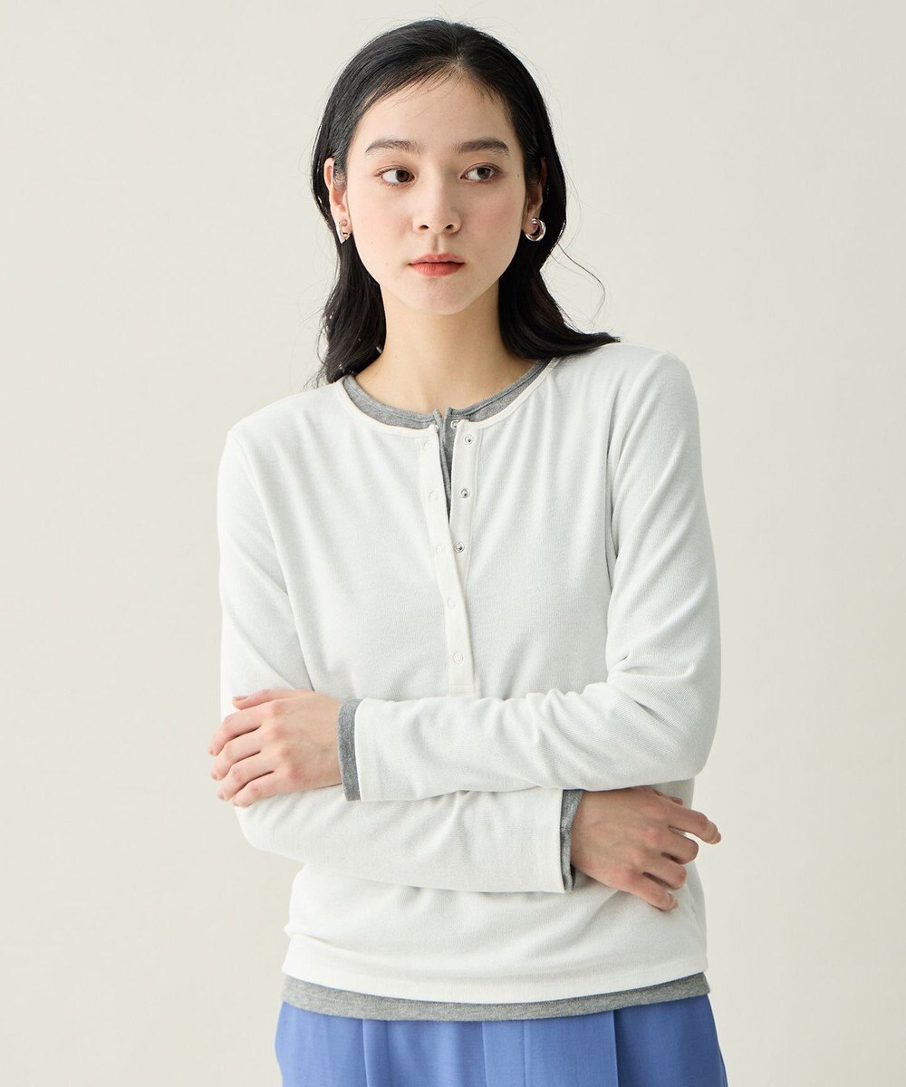 ANY クリアラメフライスヘンリーネックプルオーバー 