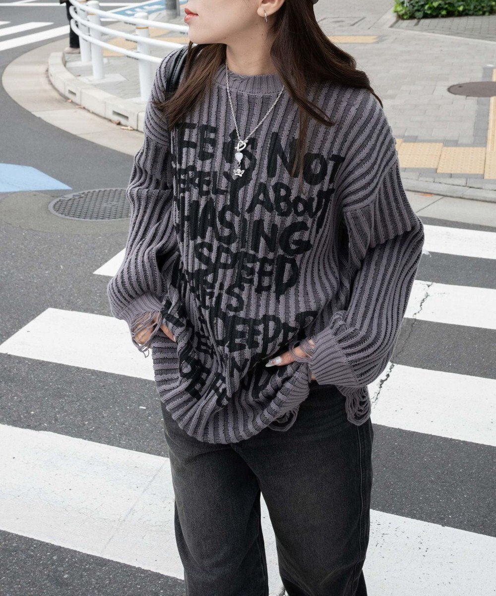 WEGO クラッシュリブBIGニットプルオーバー 