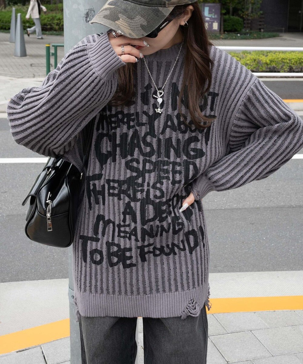 WEGO クラッシュリブBIGニットプルオーバー 