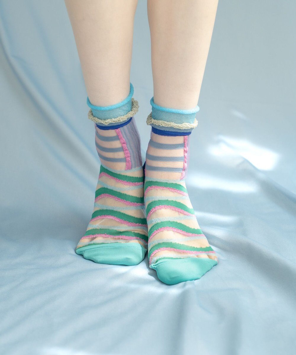 COQ WAVE ECHO シアーボーダーソックス 