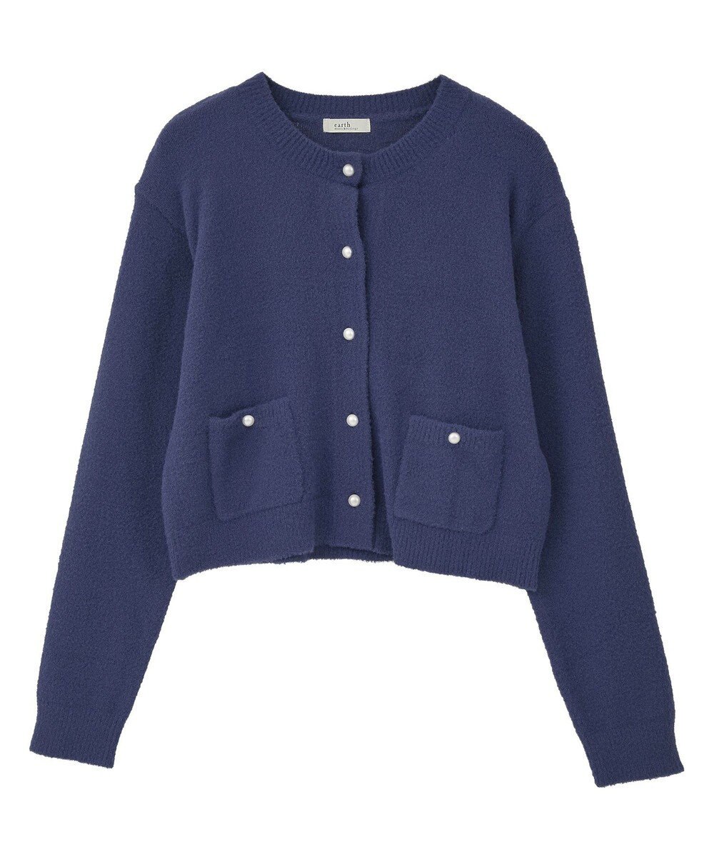 earth music&ecology 【イージーケア】パウダーシャギークルーネックカーディガン 