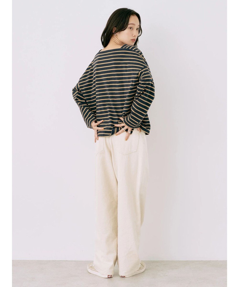 earth music&ecology スクエアボーダープルオーバー 