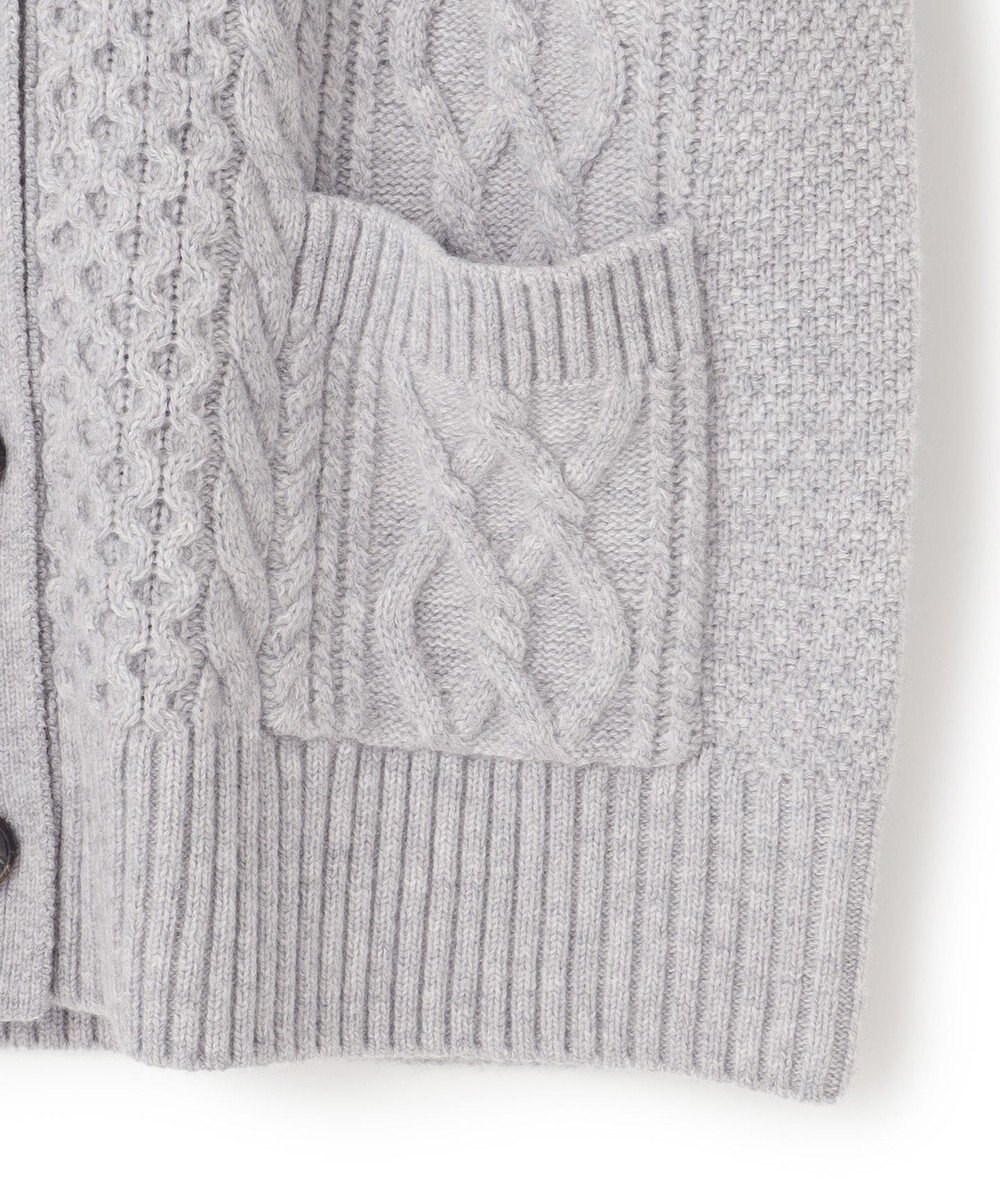 23区 L 【洗える】ウールカシミヤ アランパターン カーディガン 