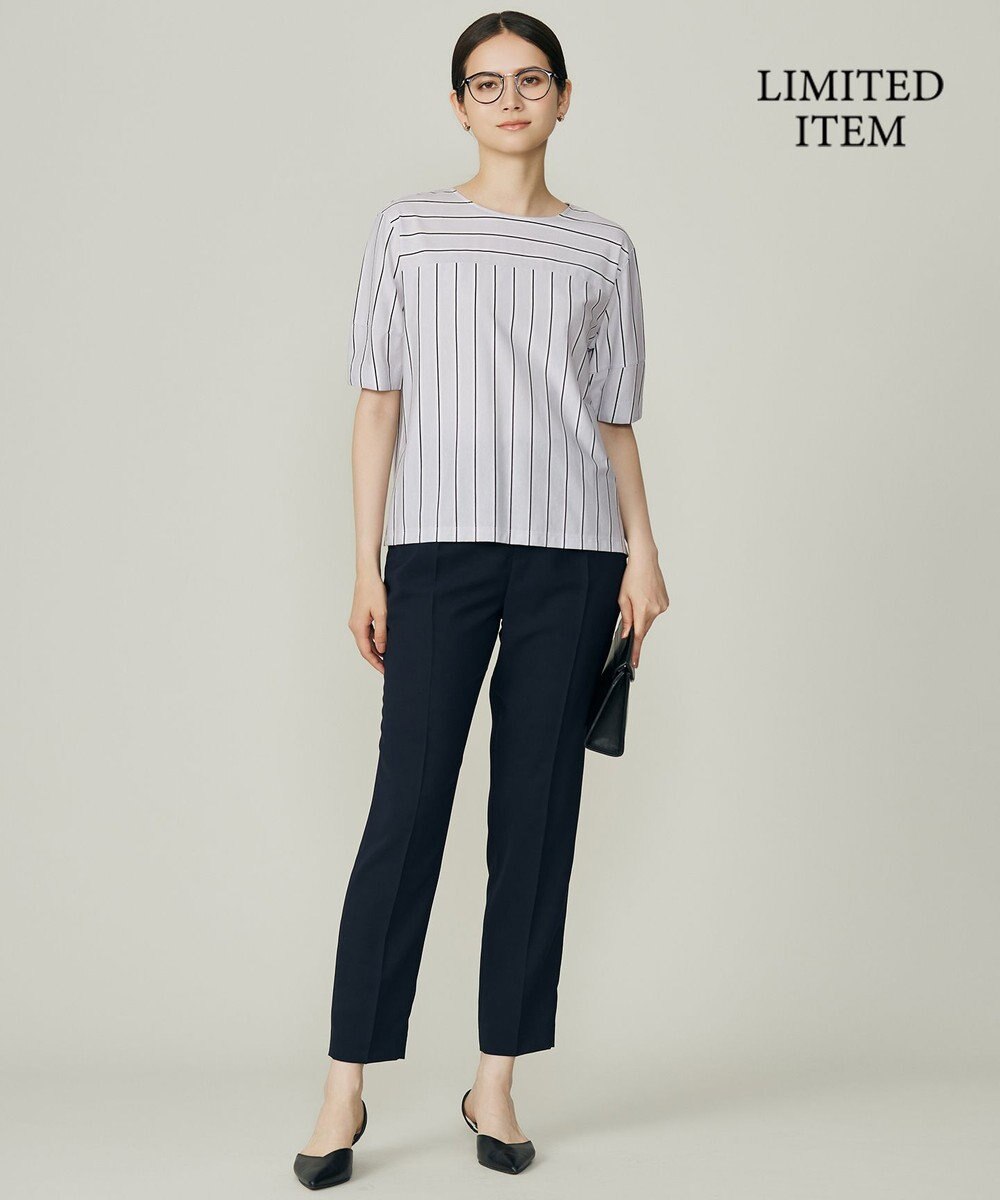 自由区 【WEB限定・洗える】ストライプハイゲージジャージー カットソー 