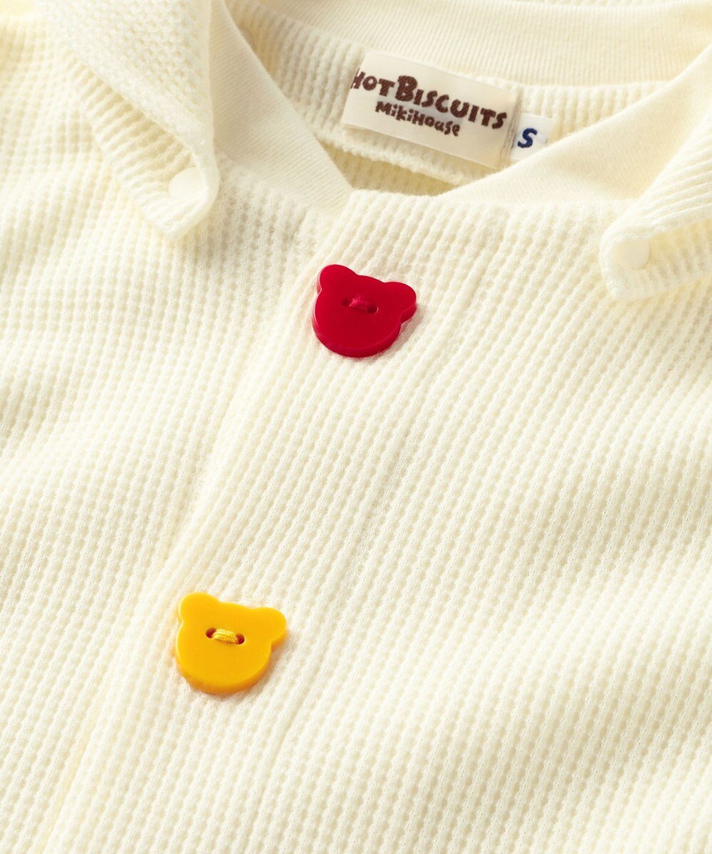 MIKI HOUSE HOT BISCUITS 【70-110cm】 顔ドン ワッフル素材 パーカー 