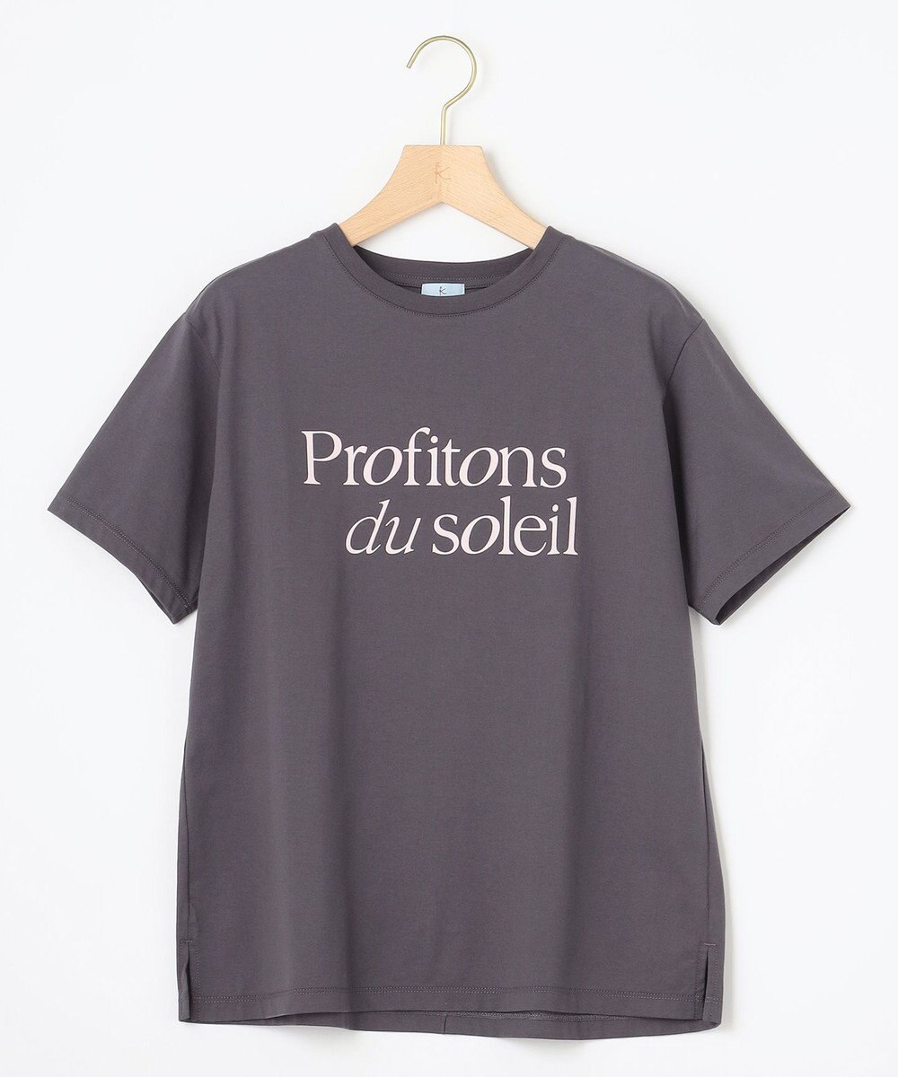 組曲 L ブルーデイジーロゴプリント Tシャツ 