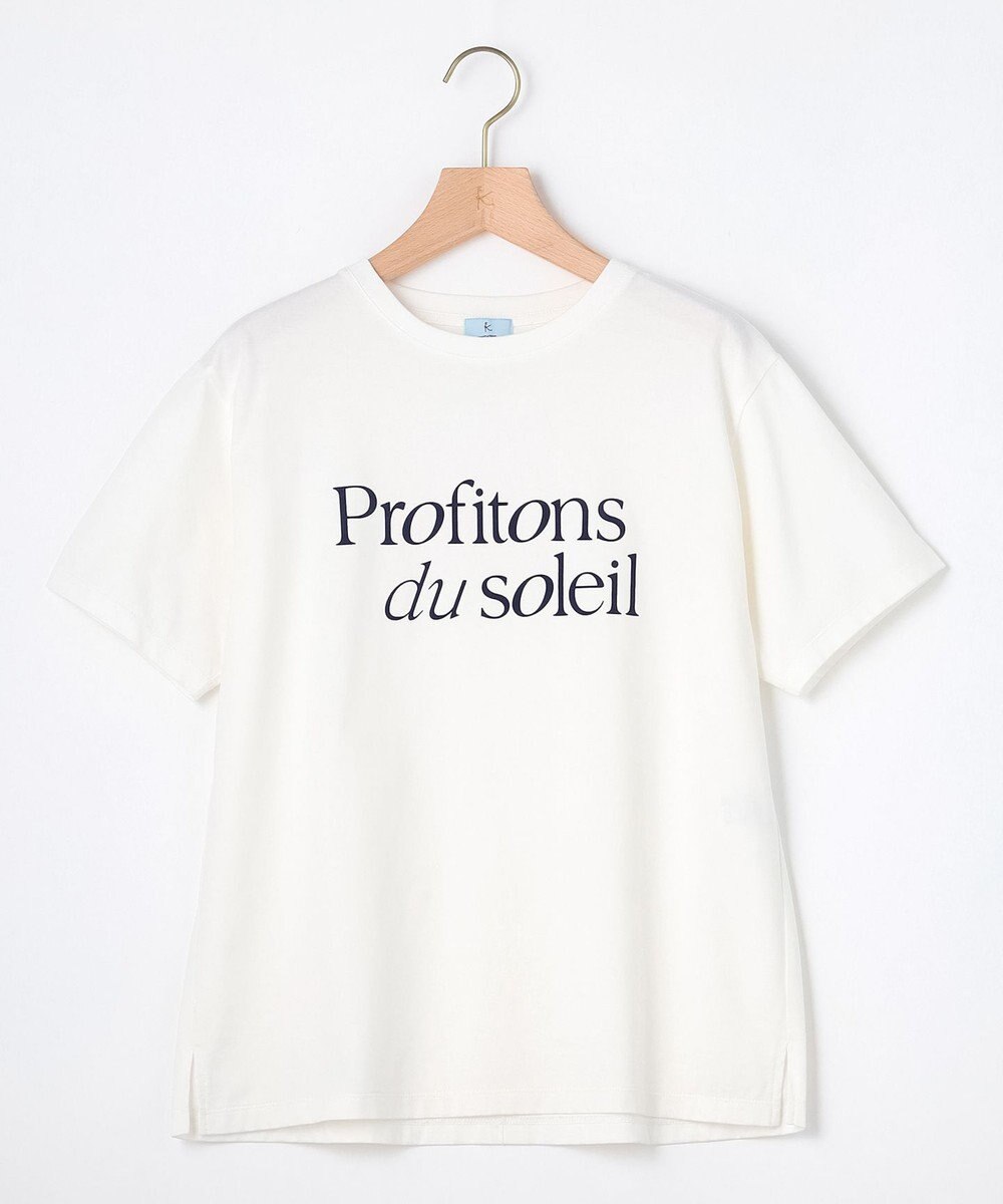 組曲 L ブルーデイジーロゴプリント Tシャツ 